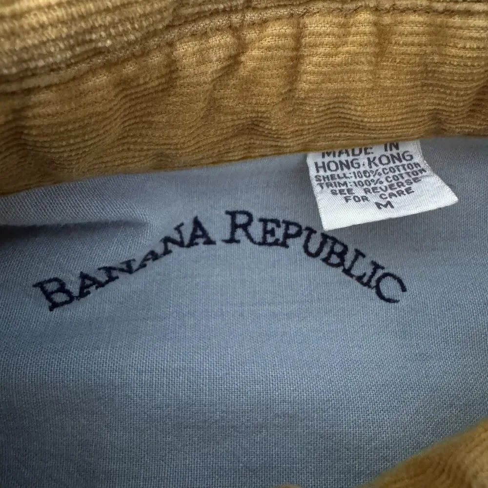 VTG Banana Republic Corduroy Shirt Men M Mustard Yellow Pinwale Cotton Hong Kong